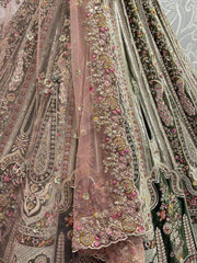 Attractive Green Multi-Thread Work Velvet Bridal Wear Lehenga Choli