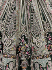 Attractive Green Multi-Thread Work Velvet Bridal Wear Lehenga Choli