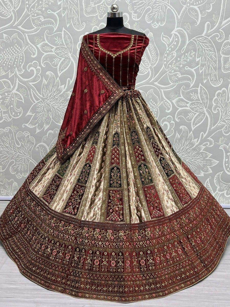 Pleasant Multi-Color Sequins Velvet Lehenga Choli With Double Dupatta