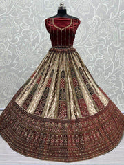 Pleasant Multi-Color Sequins Velvet Lehenga Choli With Double Dupatta