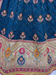 Incredible Navy Blue Sequins Silk Sangeet Wear Lehenga Choli
