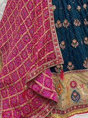 Incredible Navy Blue Sequins Silk Sangeet Wear Lehenga Choli