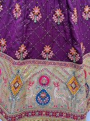 Marvelous Purple Sequins Silk Sangeet Wear Lehenga Choli With Dupatta