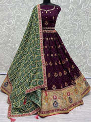 Marvelous Purple Sequins Silk Sangeet Wear Lehenga Choli With Dupatta