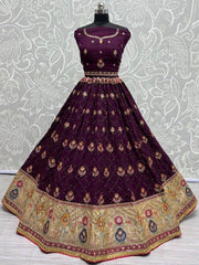 Marvelous Purple Sequins Silk Sangeet Wear Lehenga Choli With Dupatta