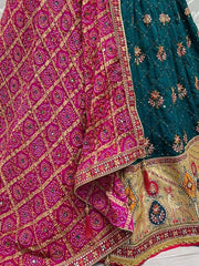 Alluring Teal Blue Sequins Silk Sangeet Wear Lehenga Choli With Dupatta