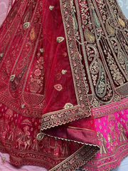 Adorable Maroon Multi-Thread Work Velvet Bridal Wear Lehenga Choli