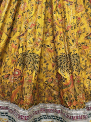 Spectacular Yellow Floral Printed Silk Haldi Wear Lehenga Choli