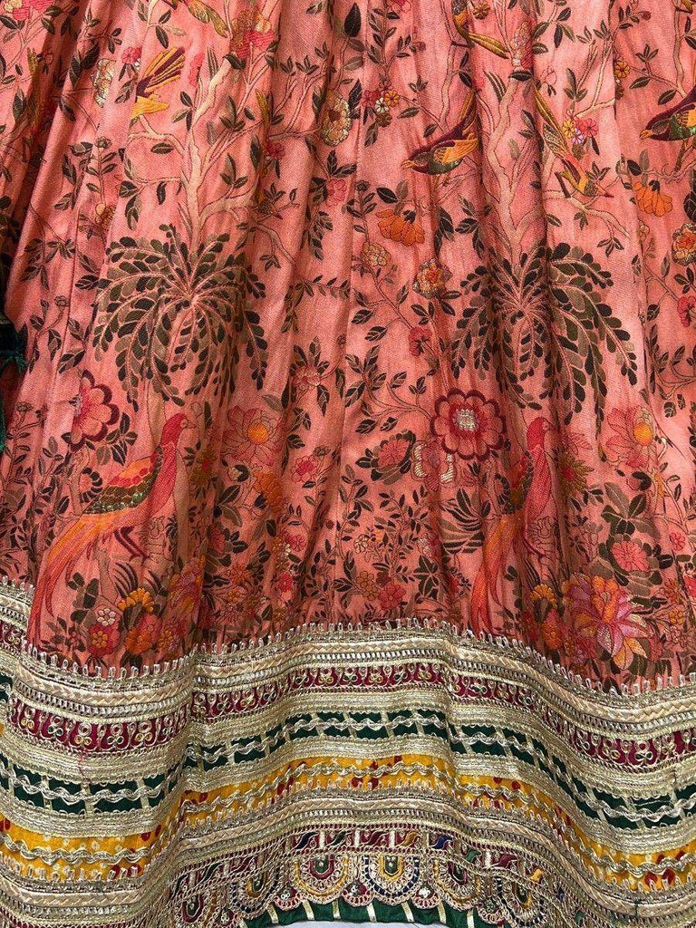 Magnetic Peach Floral Printed Silk Function Wear Lehenga Choli