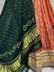 Magnetic Peach Floral Printed Silk Function Wear Lehenga Choli