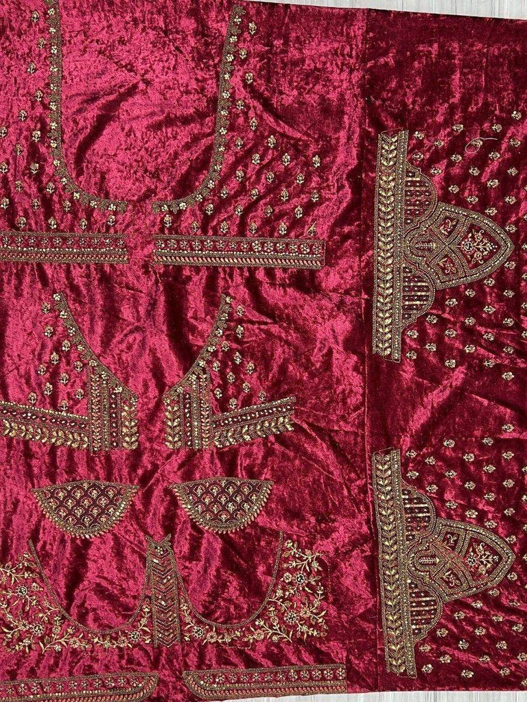 Sweet Pink Dori Work Velvet Bridal Lehenga Choli With Double Dupatta