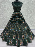 Awesome Green Thread Work Georgette Engagement Wear Lehenga Choli