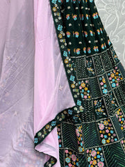 Awesome Green Thread Work Georgette Engagement Wear Lehenga Choli