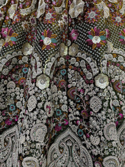 Stunning Olive Green Dori Work Velvet Bridal Lehenga Choli With Dupatta