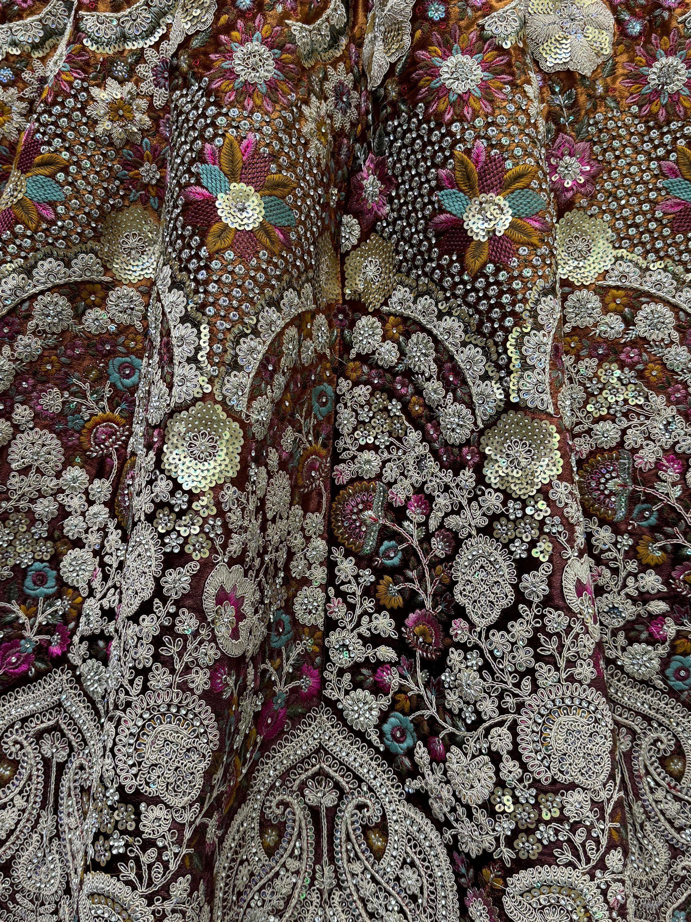 Richly embroidered Indian ethnic gown with floral sequin and threadwork details