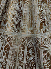 Stunning Brown Thread Work Velvet Wedding Lehenga Choli With Dupatta