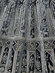 Fascinating Blue Thread Work Velvet Bridesmaid Lehenga Choli
