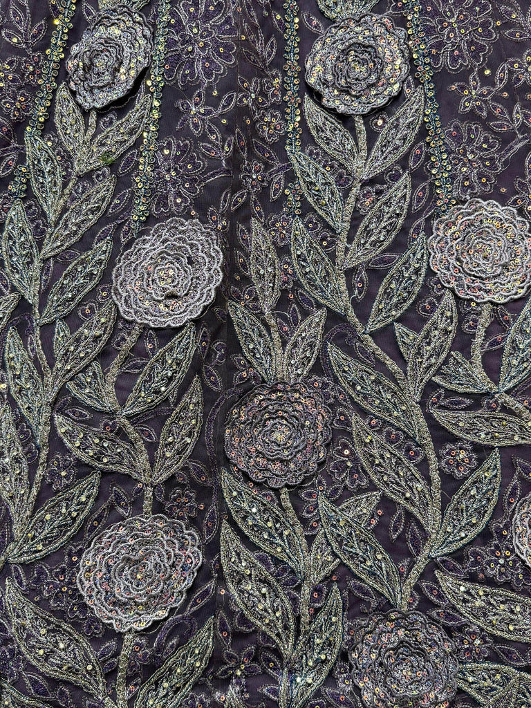 Gorgeous Purple Embroidered Net Wedding Lehenga Choli With Dupatta