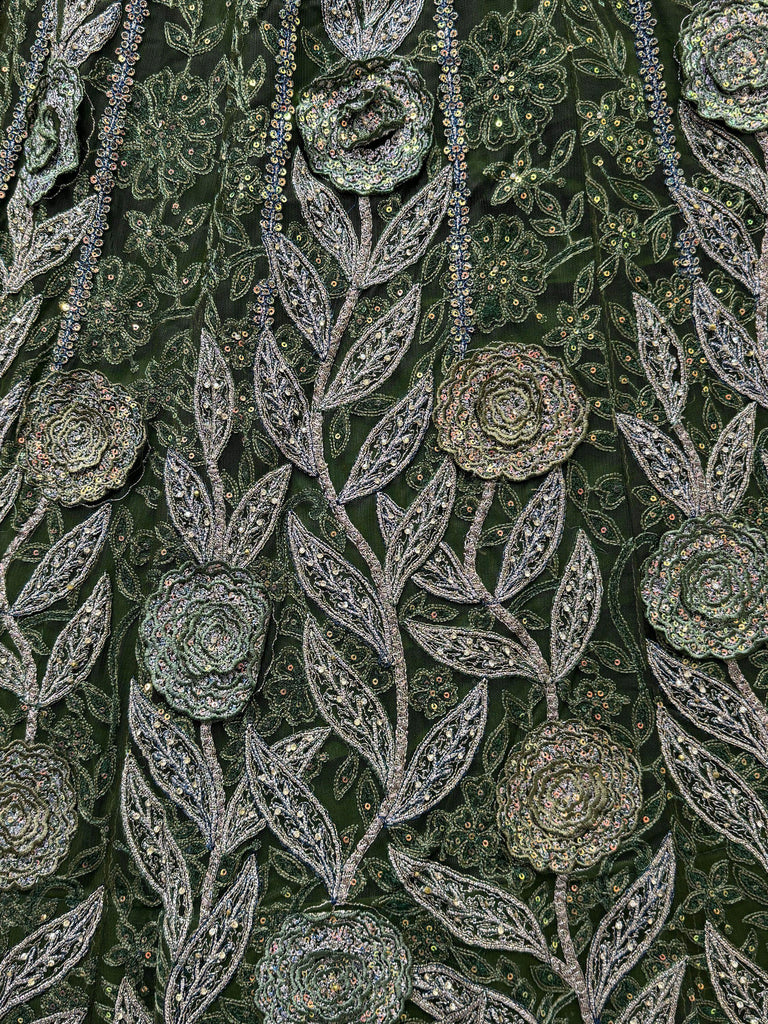 Enchanting Green Embroidered Net Mehendi Wear Lehenga Choli