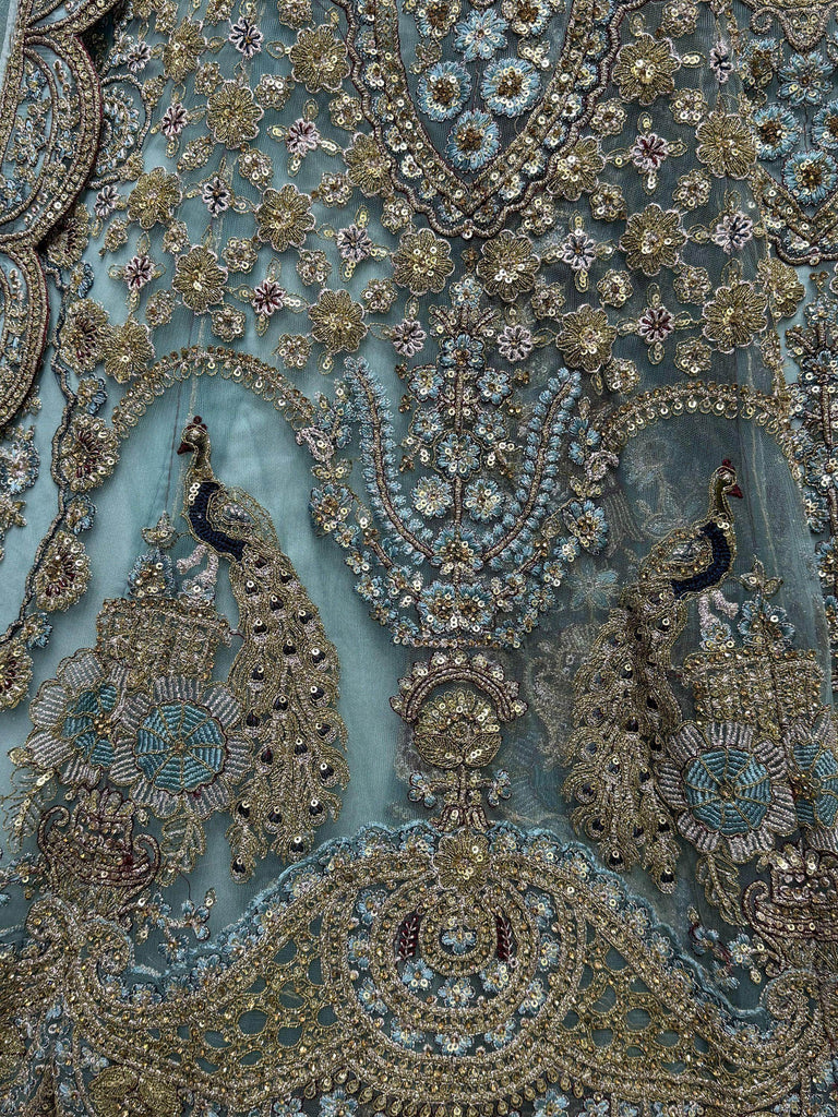 Gorgeous Sky-Blue Sequins Net Reception Wear Lehenga Choli