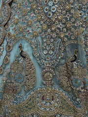 Gorgeous Sky-Blue Sequins Net Reception Wear Lehenga Choli