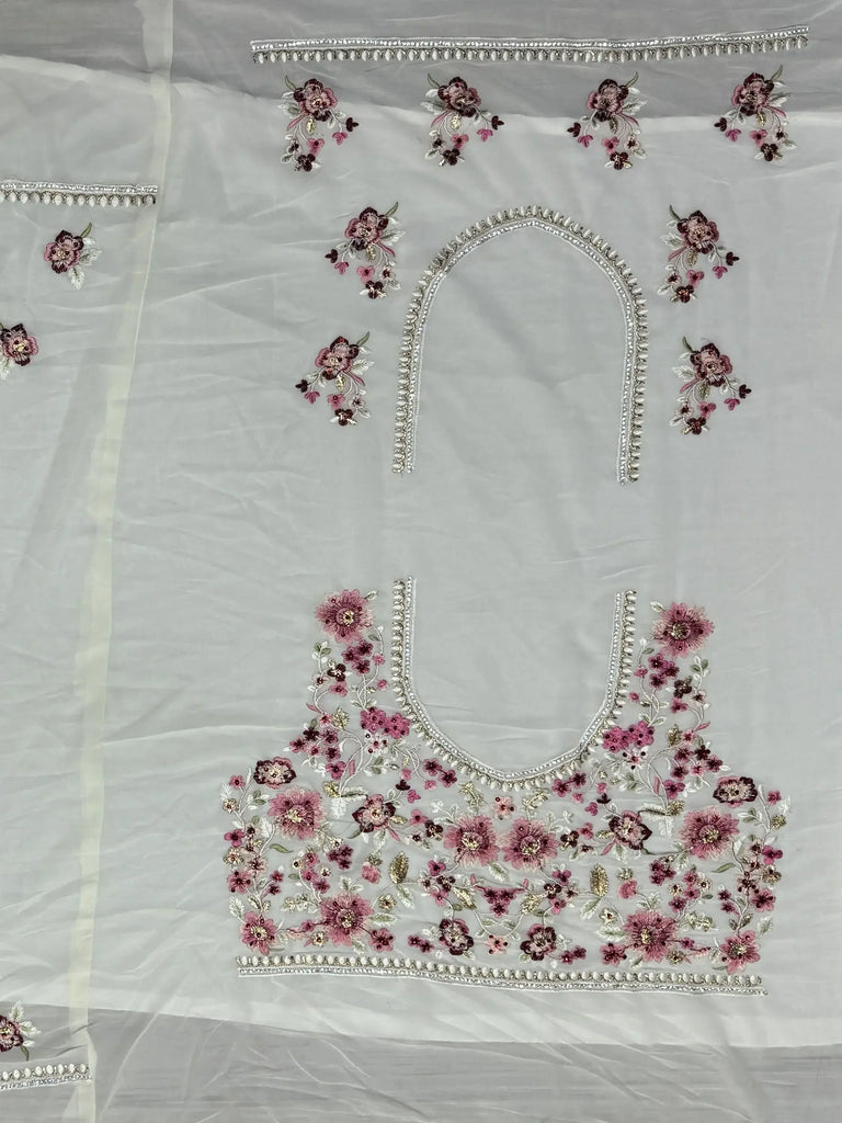 Charming White Thread Work Georgette Wedding Wear Lehenga Choli