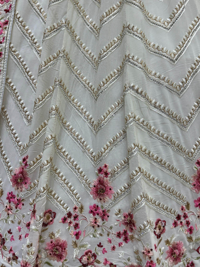 Charming White Thread Work Georgette Wedding Wear Lehenga Choli