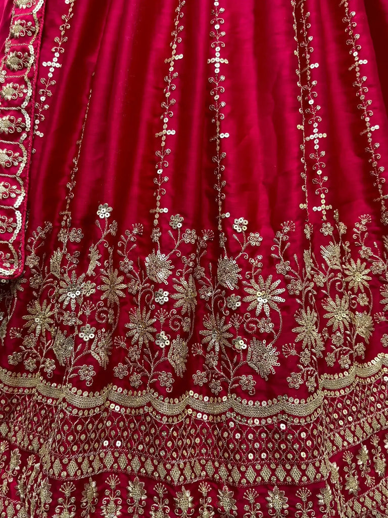 Gorgeous Rani Pink Multi-Thread Work Chiffon Bridal Lehenga Choli