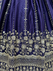 Charming Blue Multi-Thread Work Chiffon Wedding Lehenga Choli