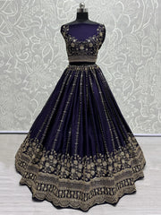 Charming Blue Multi-Thread Work Chiffon Wedding Lehenga Choli