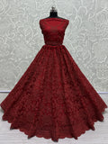 Stunning Red Embroidered Net Bridal Lehenga Choli With Dupatta