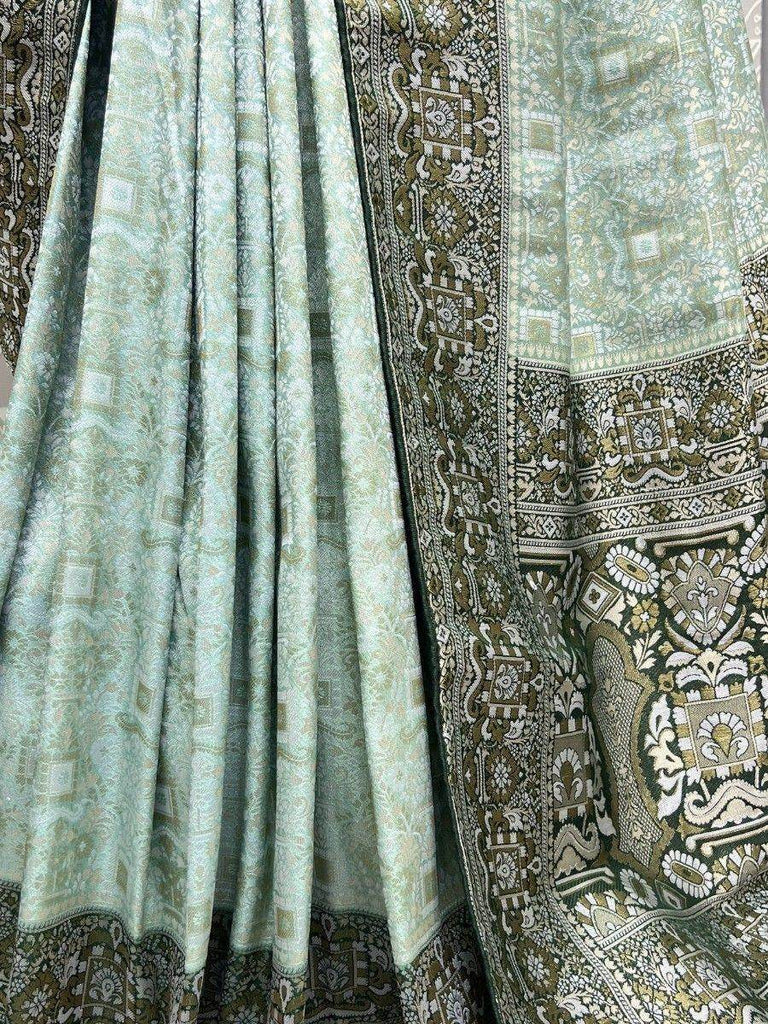 Incredible Sky-Blue Zari Weaving Kanjivaram Silk Festival Wear Saree