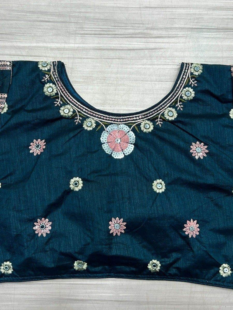 Ravishing Blue Sequins Silk Reception Wear Saree With Blouse