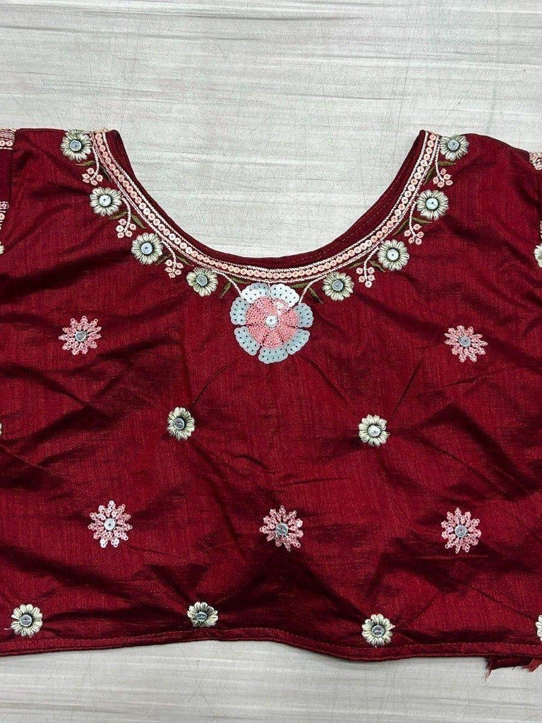 Captivating Red Sequins Silk Party Wear Saree With Blouse