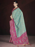 Gorgeous Teal Green Zari Weaving Banarasi Silk Festival Wear Saree