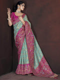 Gorgeous Teal Green Zari Weaving Banarasi Silk Festival Wear Saree
