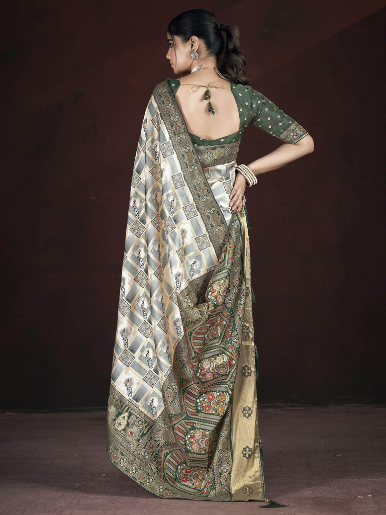Enchanting Green Zari Weaving Banarasi Silk Wedding Saree With Blouse