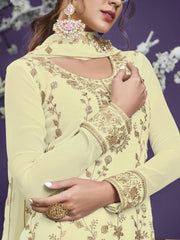 Wonderful Yellow Floral Embroidery Party Wear Salwar Suit