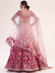 Magnificent Rani Pink Sequins Embroidered Net Wedding Wear Lehenga Choli