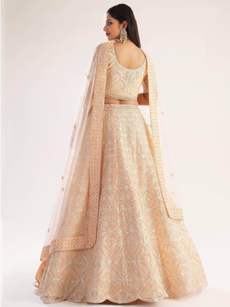 Awesome Peach Gota Work Net Wedding Wear Lehenga Choli