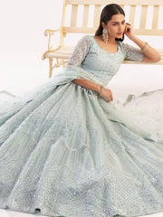 Miraculous Blue Gota Work Net Wedding Wear Lehenga Choli