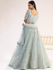 Miraculous Blue Gota Work Net Wedding Wear Lehenga Choli