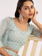 Miraculous Blue Gota Work Net Wedding Wear Lehenga Choli