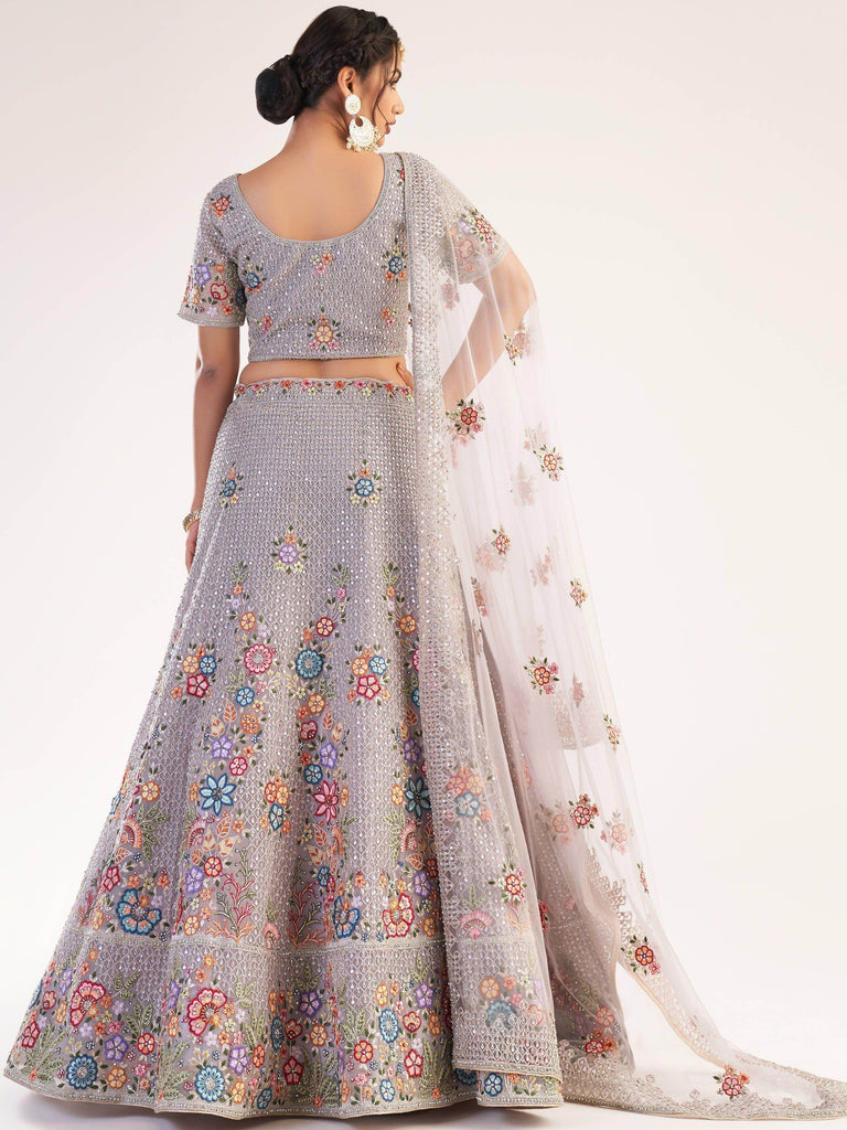 Astonishing Light Purple Sequins Embroidered Net Wedding Wear Lehenga Choli