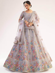Astonishing Light Purple Sequins Embroidered Net Wedding Wear Lehenga Choli