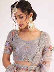 Astonishing Light Purple Sequins Embroidered Net Wedding Wear Lehenga Choli