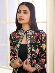 Sassy Black Embroidered Georgette Party Wear Salwar Kameez