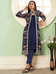 Enchanting Blue Embroidered Georgette Party Wear Salwar Kameez