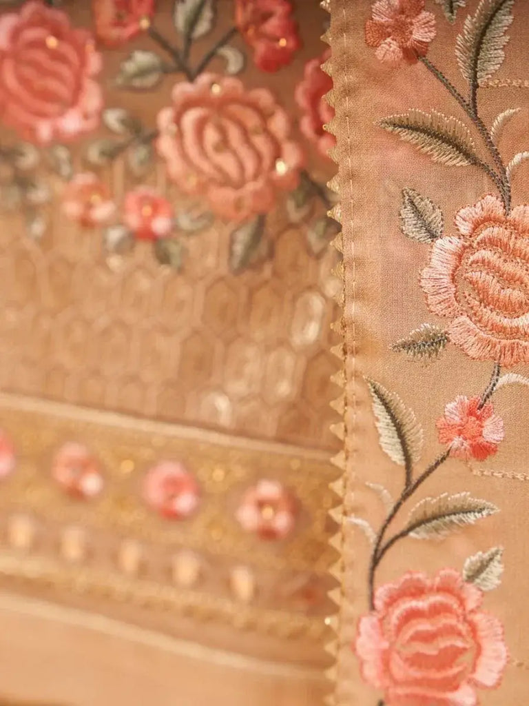 Glamorous Brown Floral Georgette Festival Wear Palazzo Suit