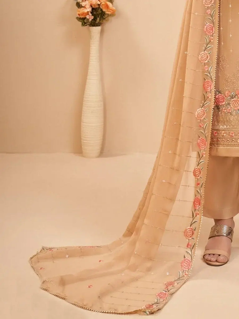 Glamorous Brown Floral Georgette Festival Wear Palazzo Suit